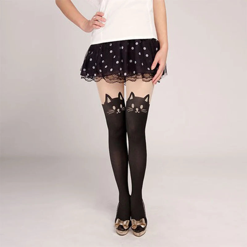 ABDL kitty ear over-the-knee socks in soft stretchy fabric, ideal for kawaii style and little space fashion