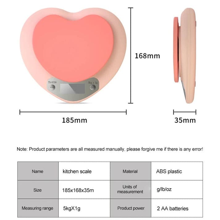 Love Measure digital kitchen scale with 1g accuracy, ideal for portion control and baking