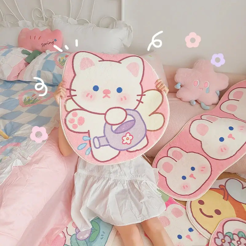 Soft girl aesthetic rug for pastel kawaii room decor