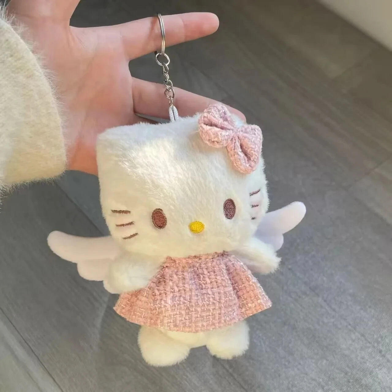 Angel Purr Plush Keychain, soft kawaii accessory for DDLG, ABDL, and plush lovers