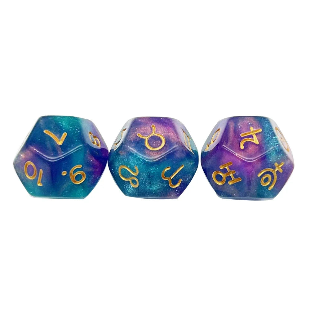 Astro Baby Divination Dice Set in pastel kawaii style for tarot, astrology, DDLG and ABDL rituals