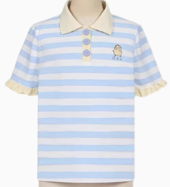 Baby Chick Yellow Suspender Set with matching blue and white pastel striped shirt, 3D wings, chick face, and mini hat for little space and ABDL play