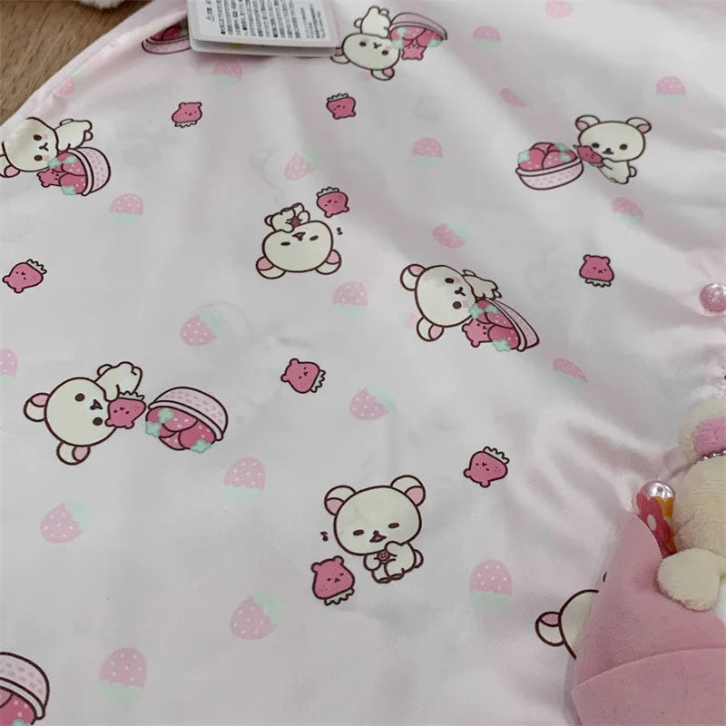 Babycore cuddle bear pajama set in soft pink with breathable fabric, perfect for little space and cozy nights