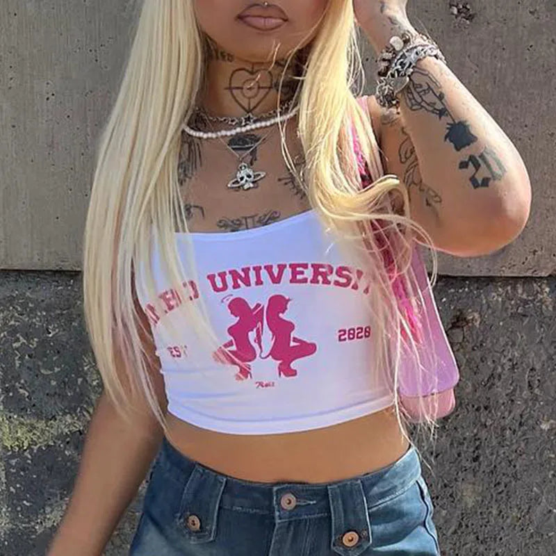 Baddie fashion Bimbo University crop top ideal for summer comfort and all-day wear