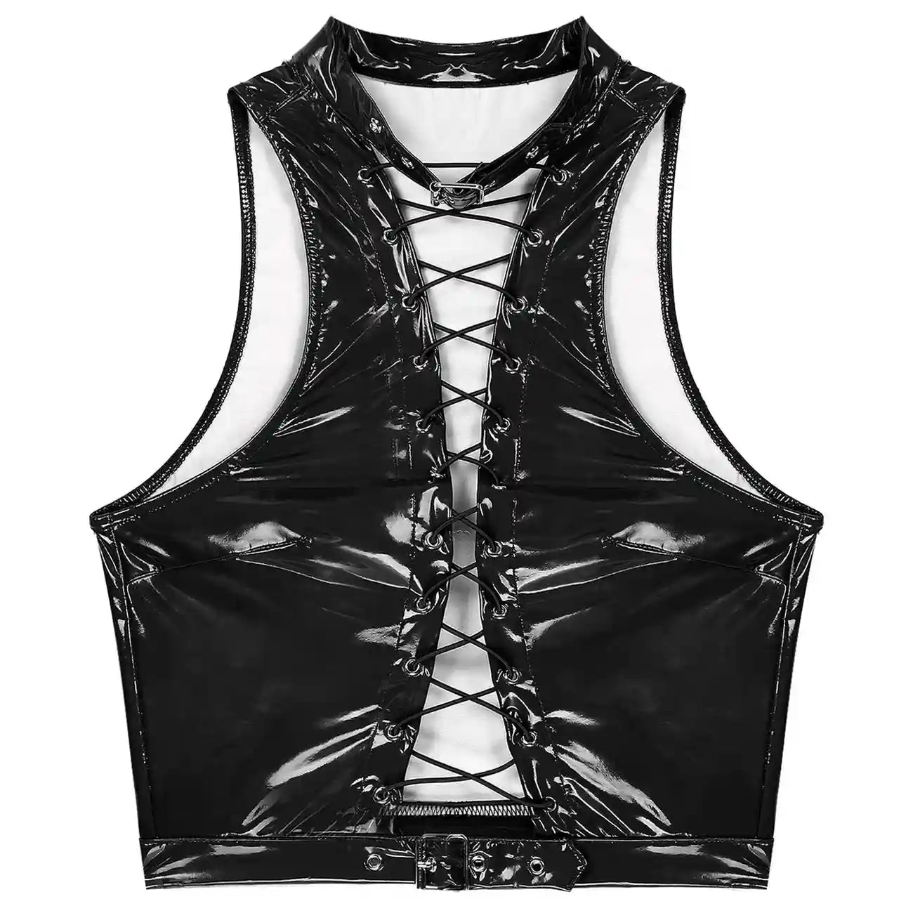Black latex corset lace crop top, sexy fetish-inspired DDLG outfit, edgy baddie and cutecore aesthetic