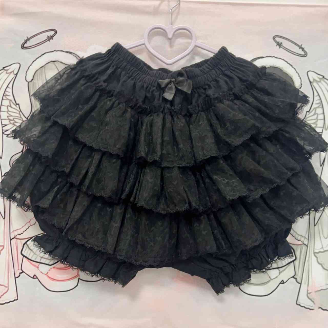 Black Princess Puff Ruffle Mini Skirt for kawaii and ddlg outfits