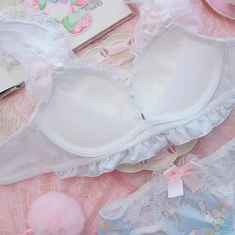 Back view of blue DDLG ABDL kawaii bra with adjustable straps