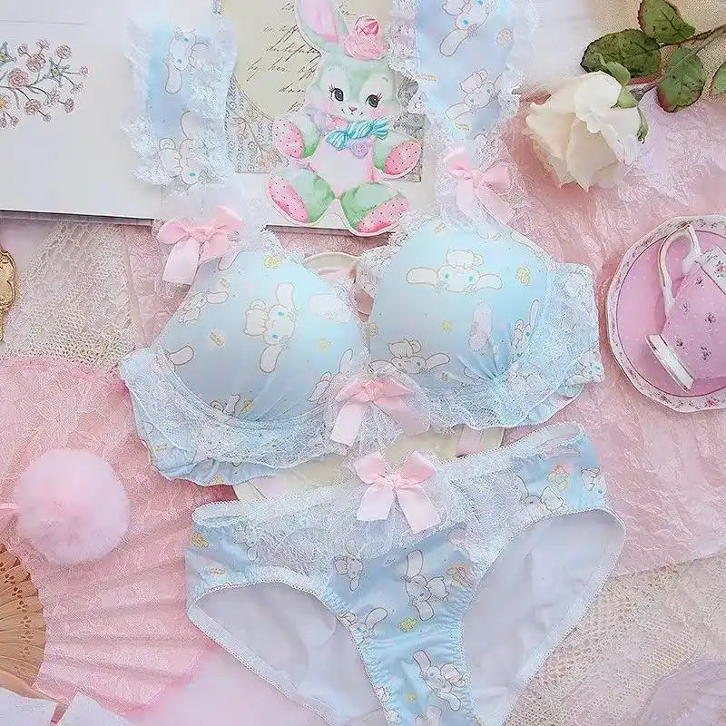 Matching blue lingerie set in kawaii ABDL DDLG style