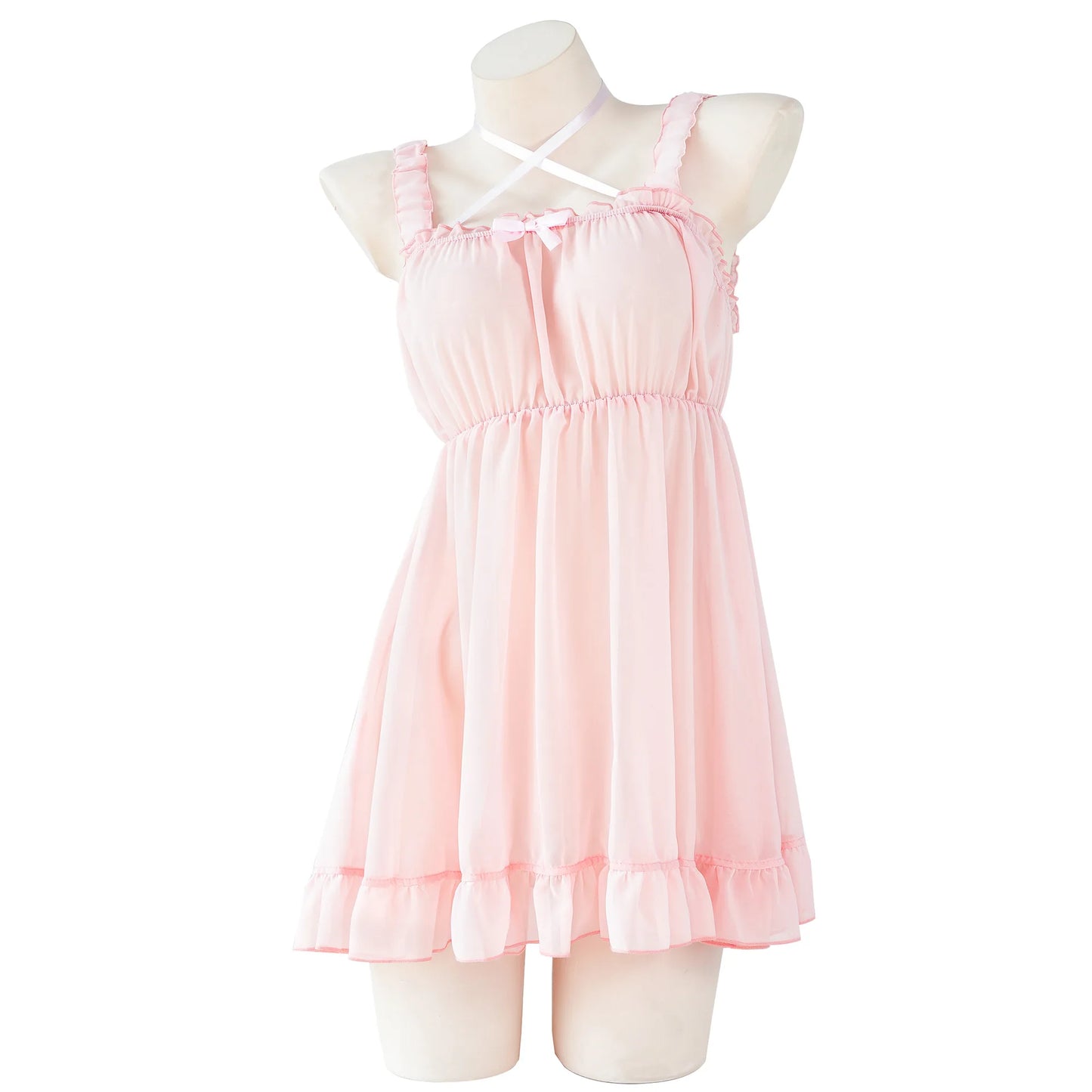 Blush rose and cream kawaii sleep dress, pastel cutecore nightwear for dreamy cozy vibes and playful lounging
