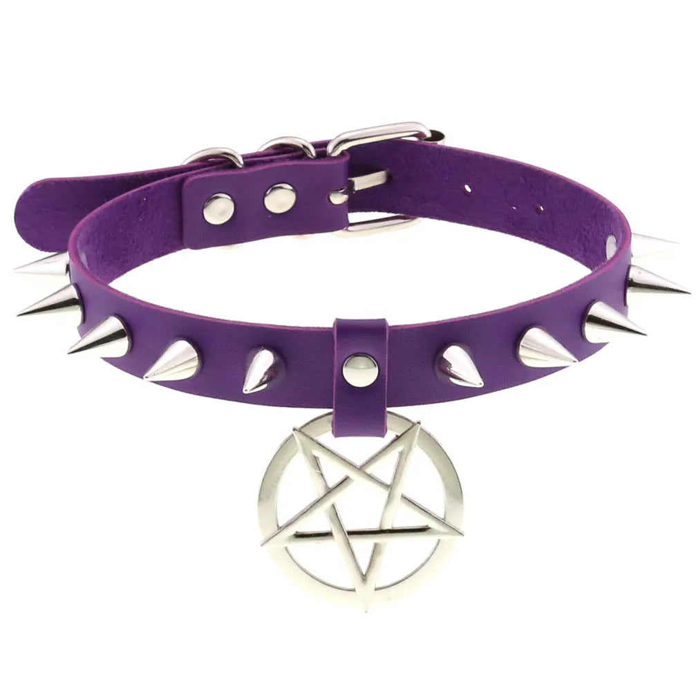 Buckle violet choker, edgy brat accessory for submissive fashion