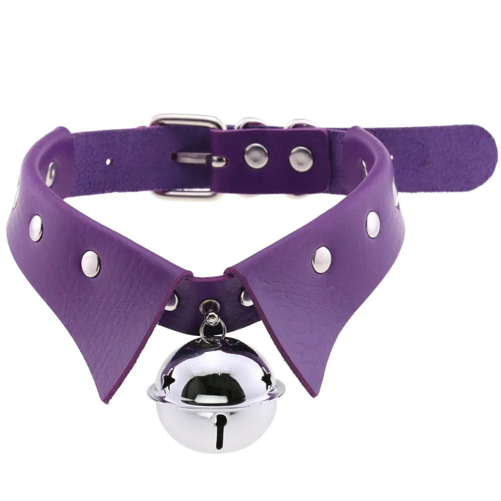Edgy violet choker, brat-core accessory for submissive play