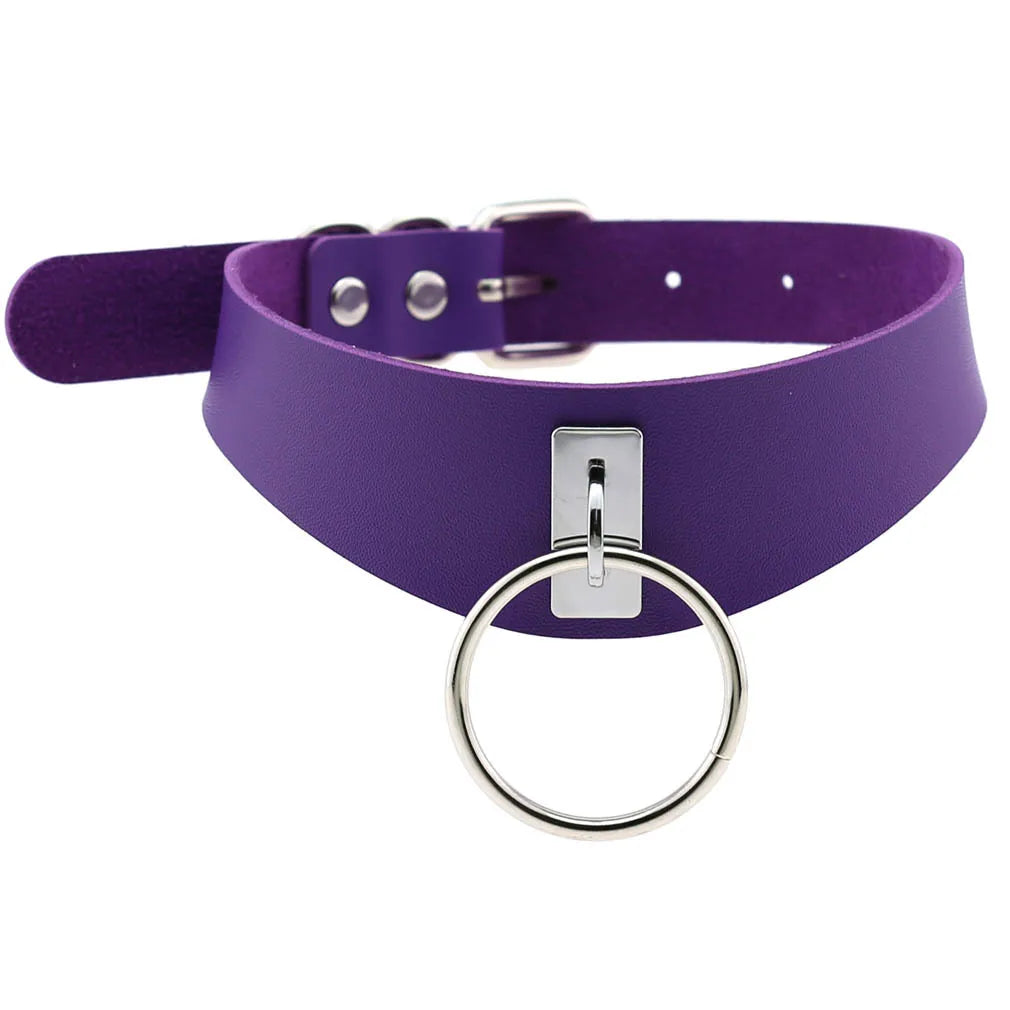Heart buckle violet choker, brat-core cutecore accessory