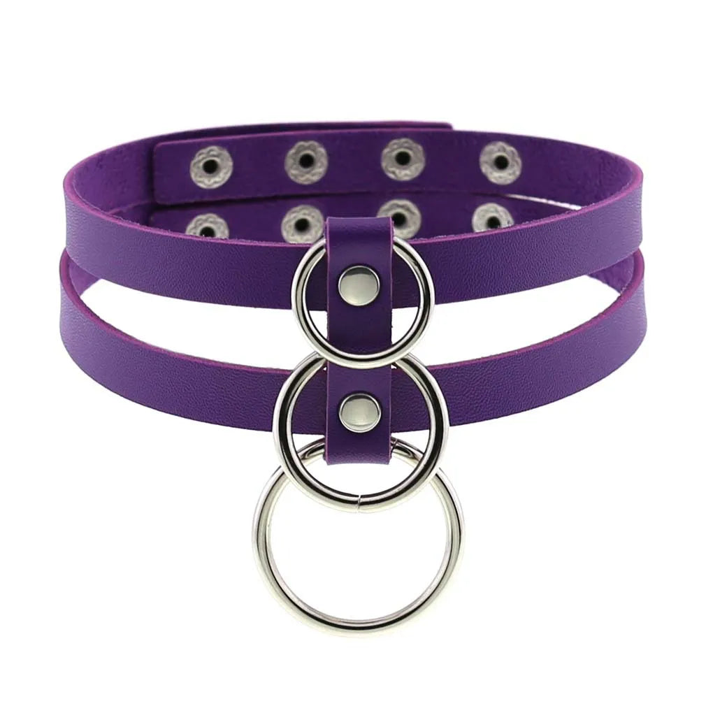 Violet choker with metal heart charm, DDLG ABDL cutecore style