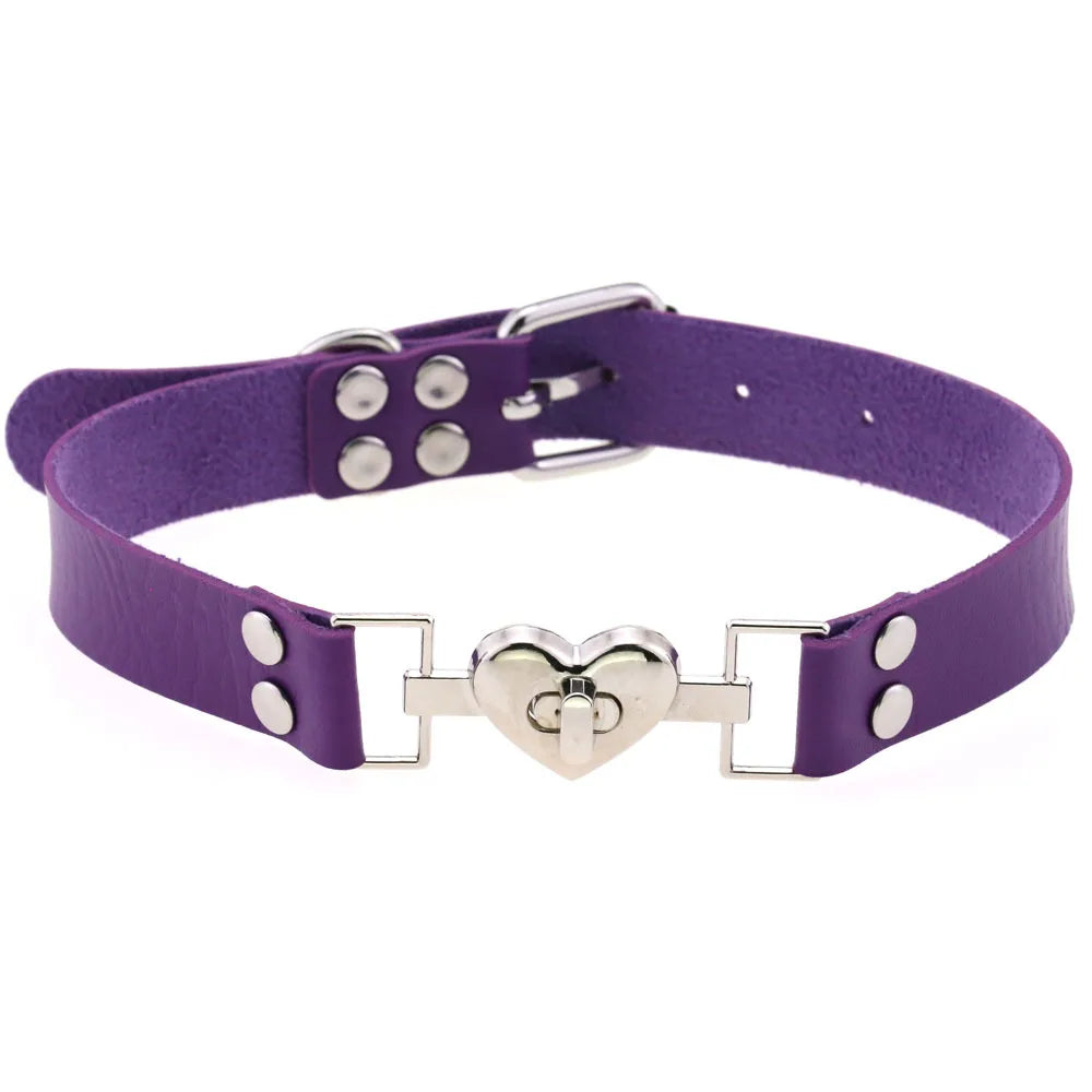 Spiked violet choker with buckle, DDLG ABDL brat fashion
