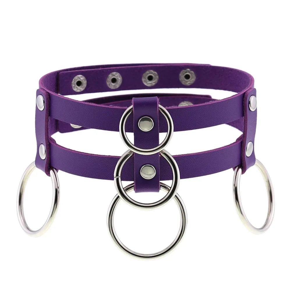 Violet choker with spikes and hearts, DDLG ABDL brat-core jewelry