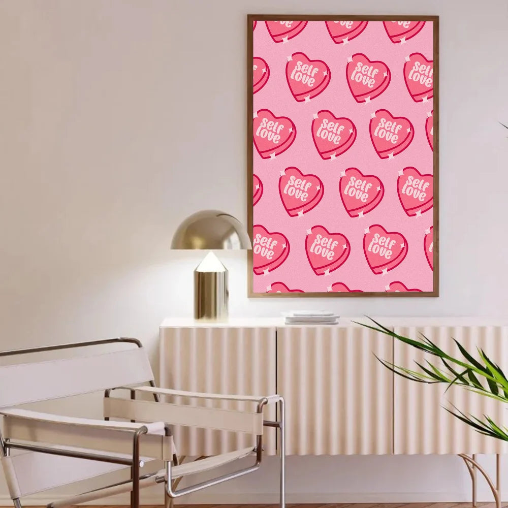 Brighter Days Ahead inspirational pink poster with sparkly details, ABDL DDLG kawaii cutecore room wall print.