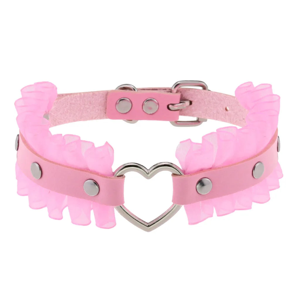 Pink bow choker, playful kawaii accessory, cutecore DDLG pastel style