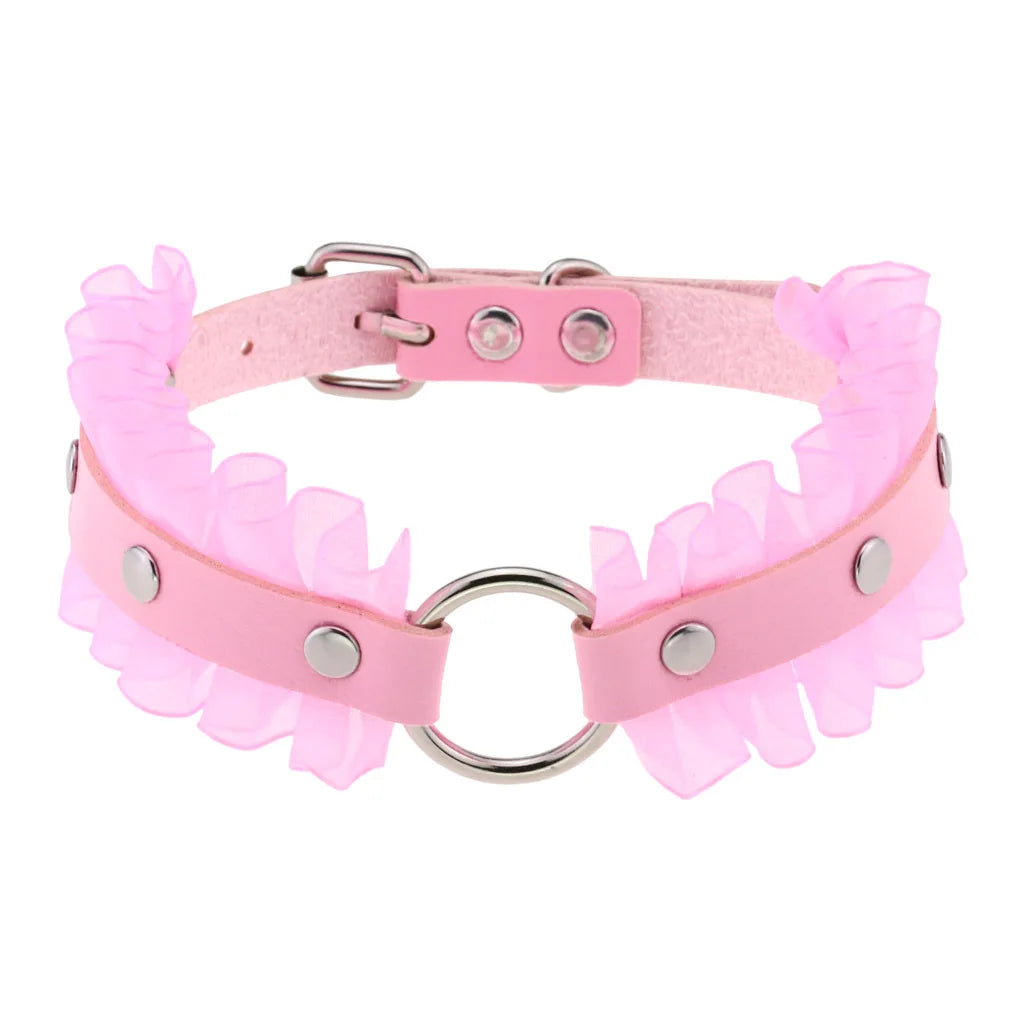 Playful pink choker with charms, kawaii DDLG accessory