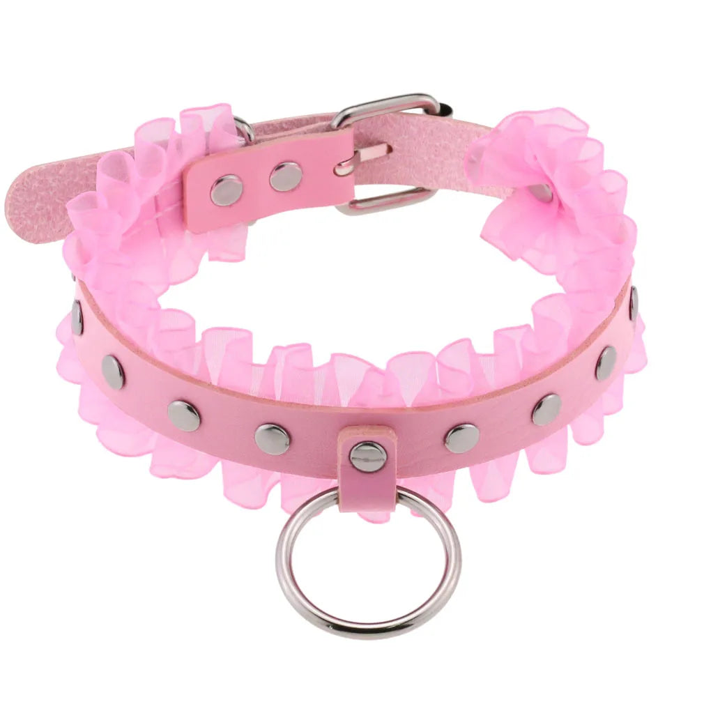 Sparkly bubblegum pink choker, kawaii pastel fashion for littles