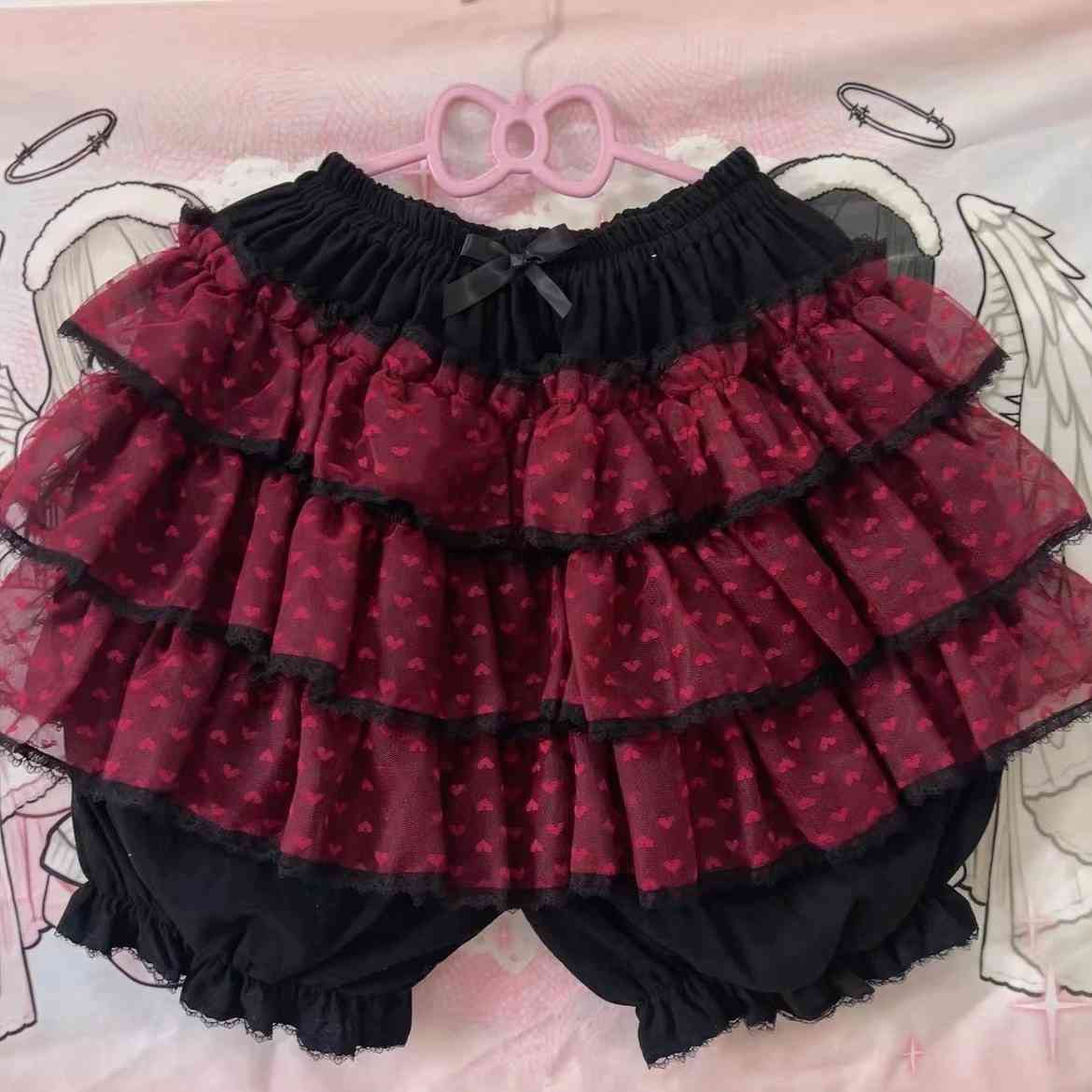 Burgundy Princess Puff Ruffle Mini Skirt with puff ruffles for elegant dollcore vibes
