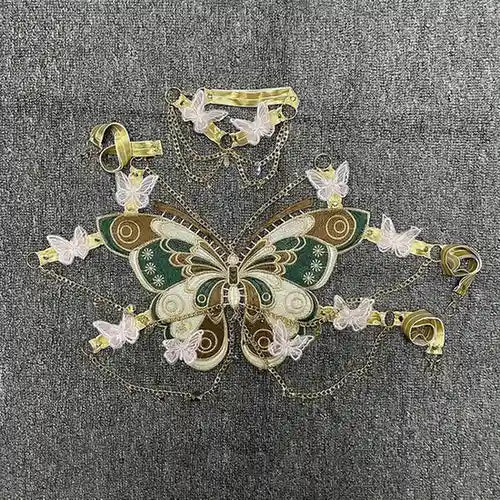 Butterfly Angel Baby Top in pastel colors with delicate chains, choker, and whimsical straps, perfect for Y2K cutecore DDLG outfits