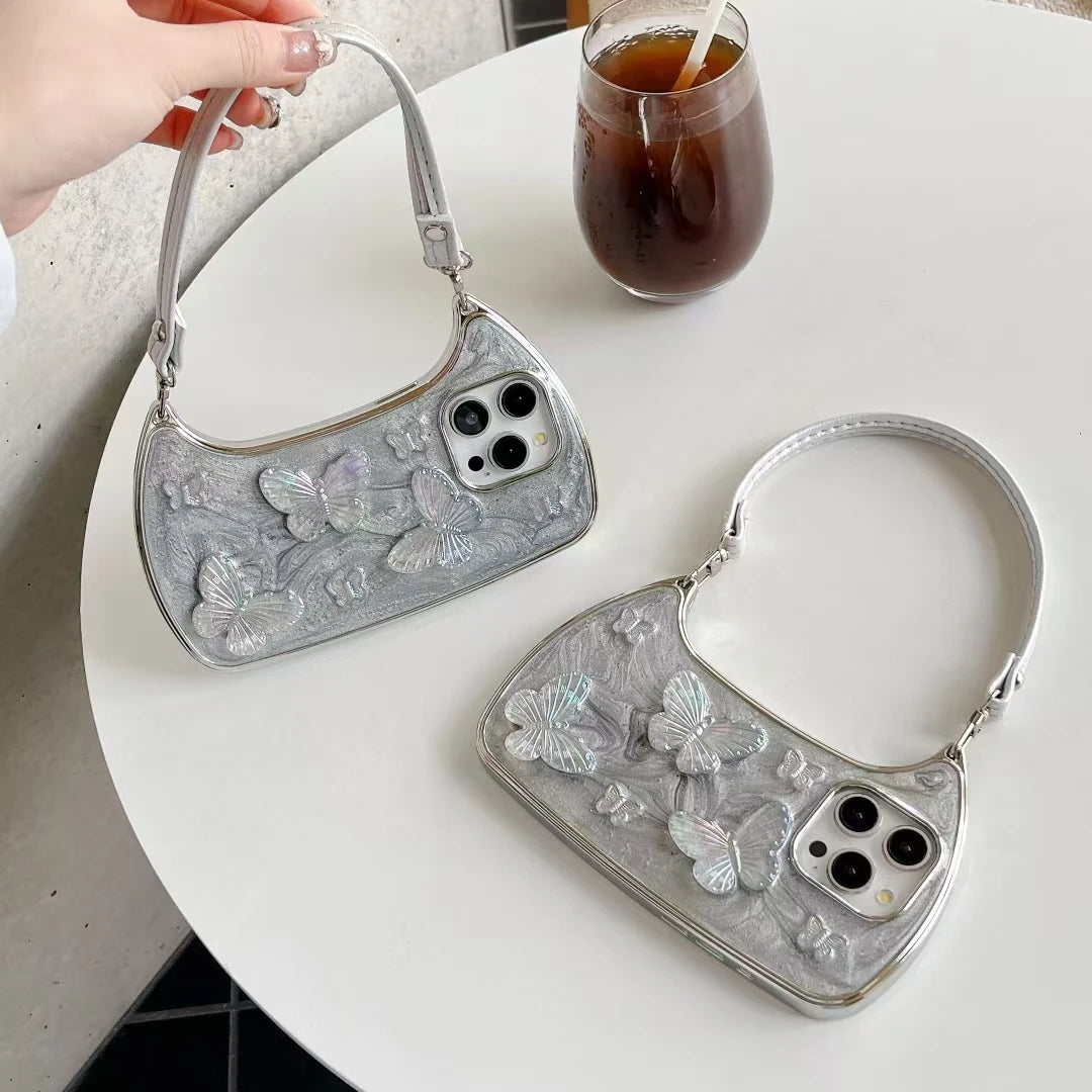 kawaii pastel butterfly phone bag with mini handle compact and stylish fashion purse