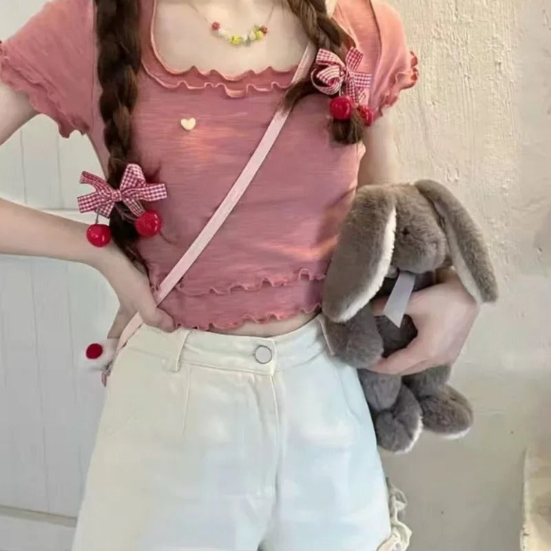 ABDL kawaii Candy Fluff Frill Shorts, breathable soft pastel loungewear