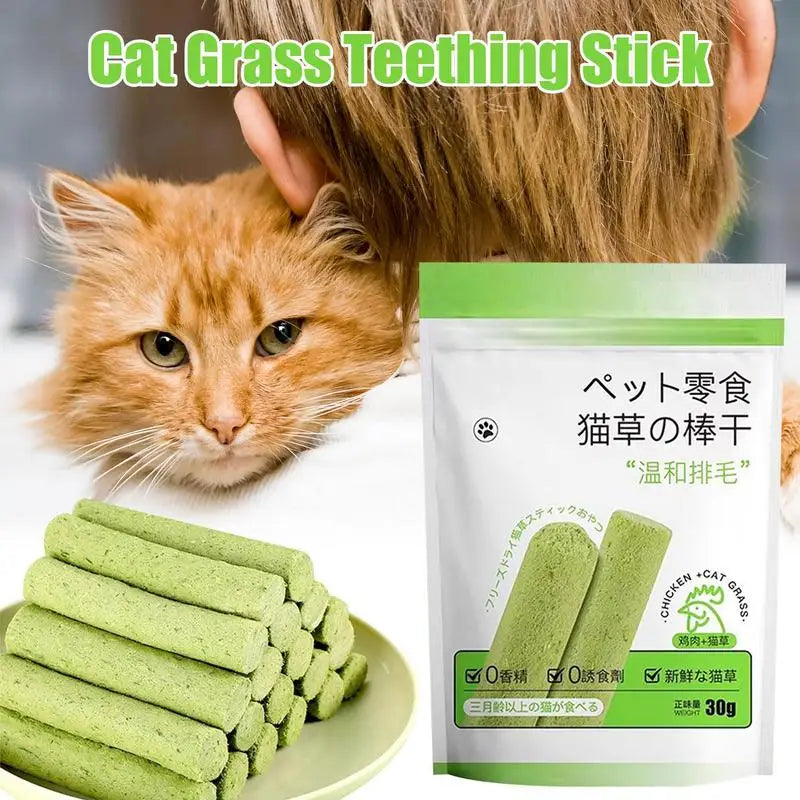 Cat Hairball Control Grass Sticks, natural chew for healthy digestion and teeth, kawaii babycore cat accessory
