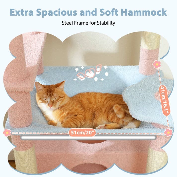 Sky Lounge Cat Tower featuring plush lounging spots and sturdy sisal-covered scratching posts.
