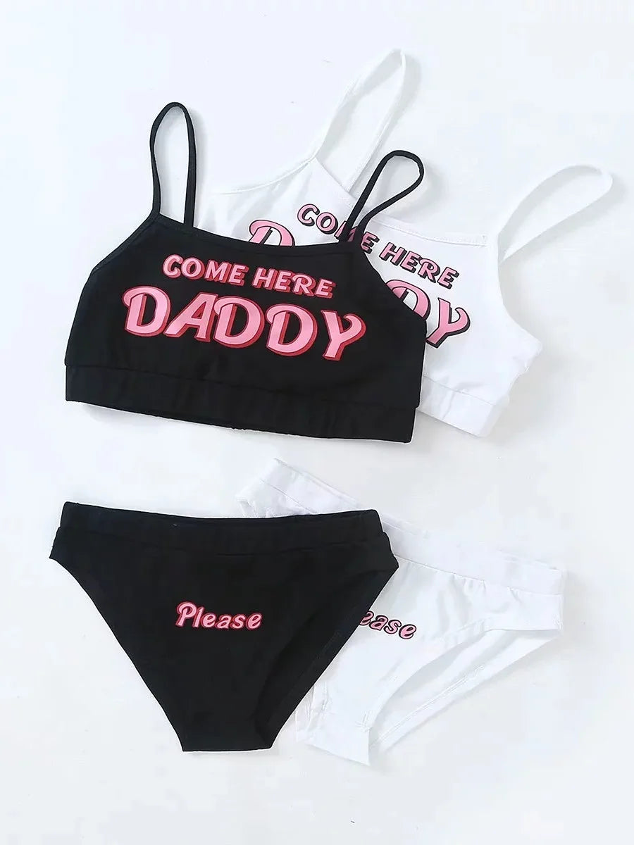Catch Me Daddy flirty two-piece lingerie sets in white and black with bold prints