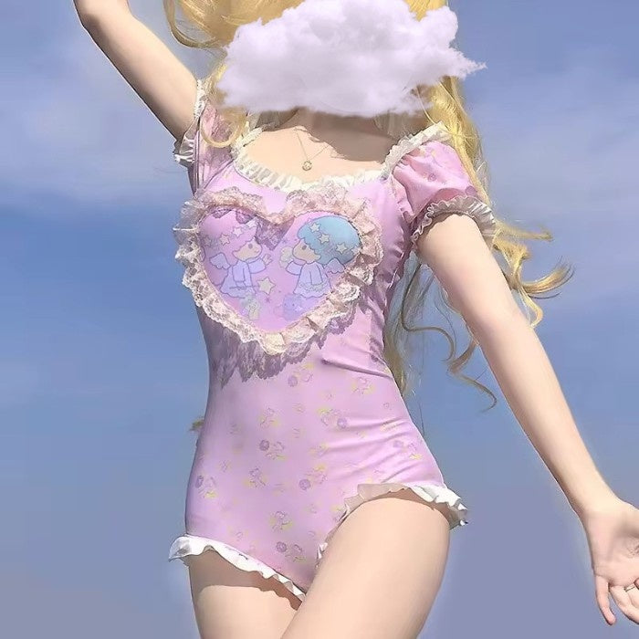 Cherub Heart Onesie, softcore kawaii DDLG ABDL onesie with heart and cherub cartoon
