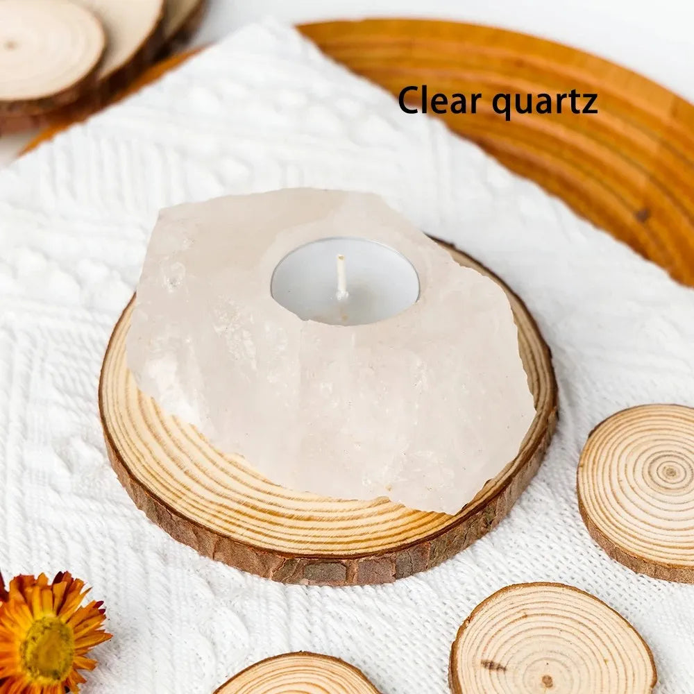 Clear Quartz Ritual Candle Holder for DDLG ABDL, pure crystal decor for kawaii cutecore ritual and altar use
