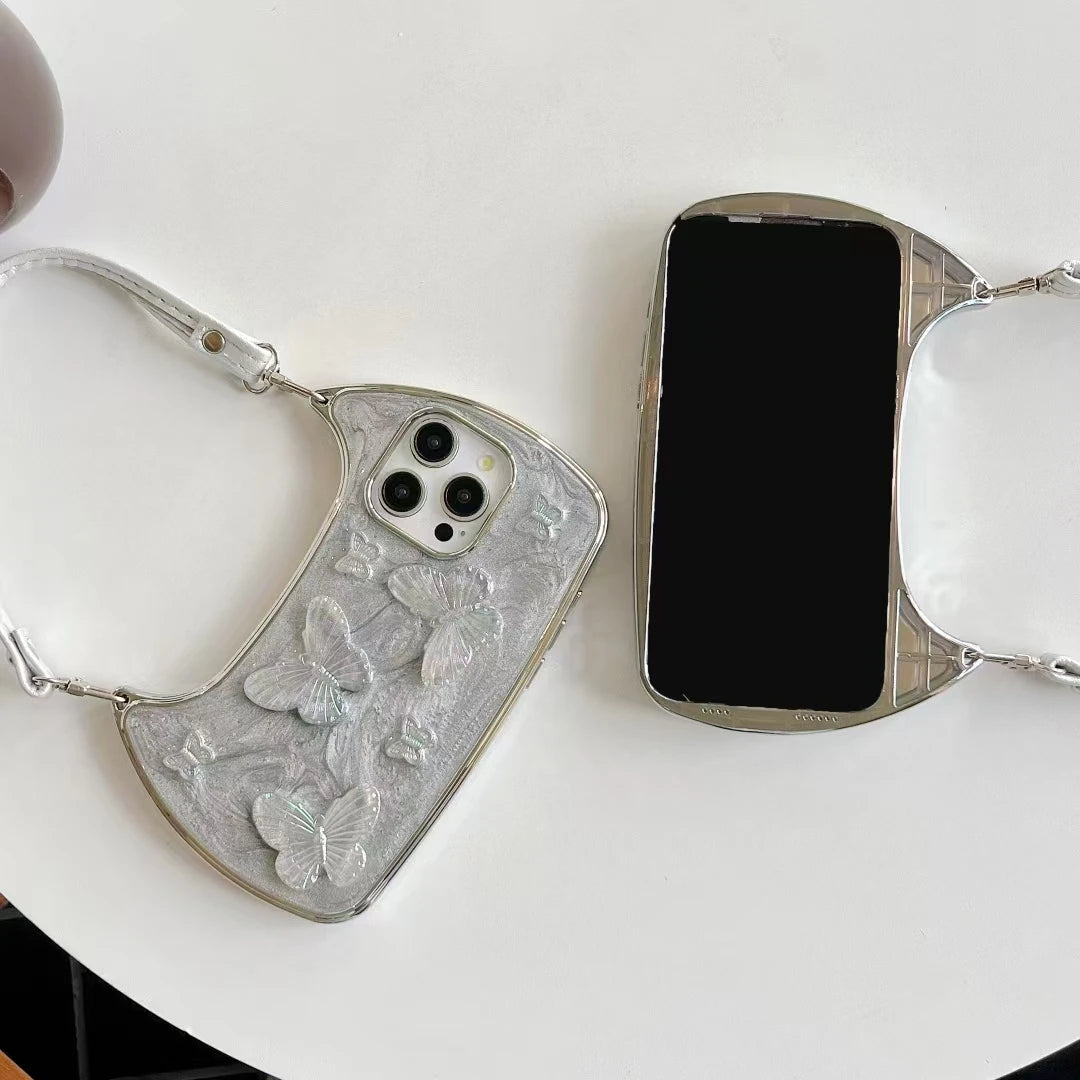 compact butterfly phone bag with pastel shimmer lightweight trendy fashion accessory