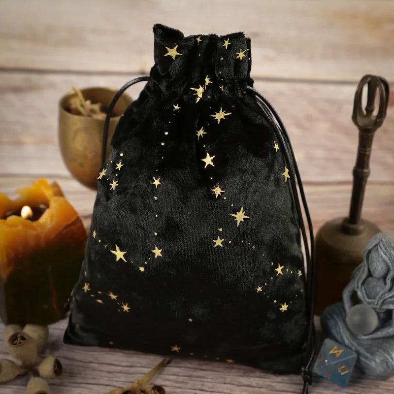 Cosmic divination pouch black galaxy constellation velour for kawaii ABDL storage