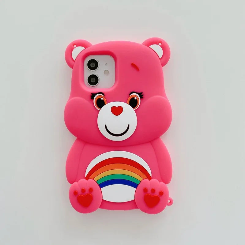 Soft girl aesthetic bear phone case, pastel tones, protective silicone for kawaii lovers