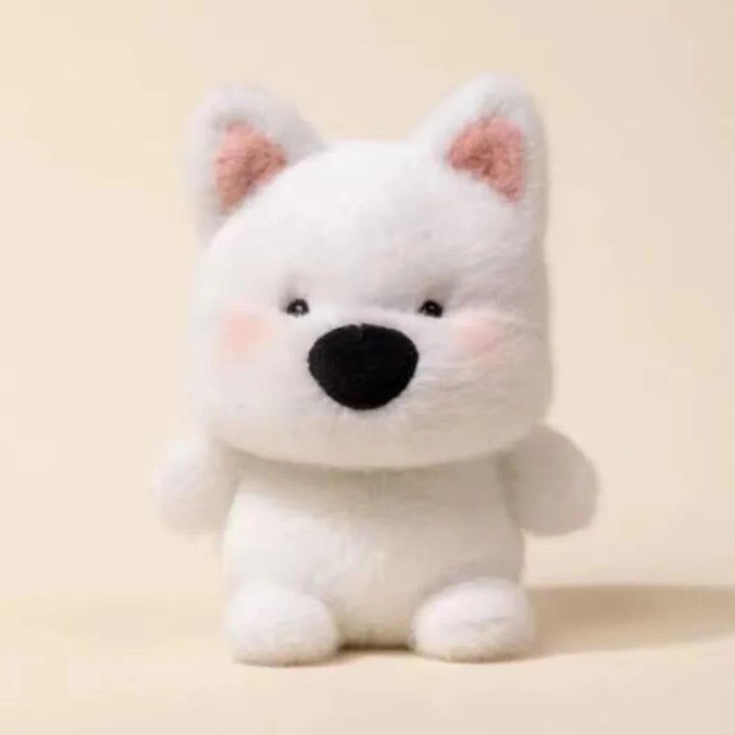 White dog plush, cute and huggable for cutecore decor or DDLG cuddles
