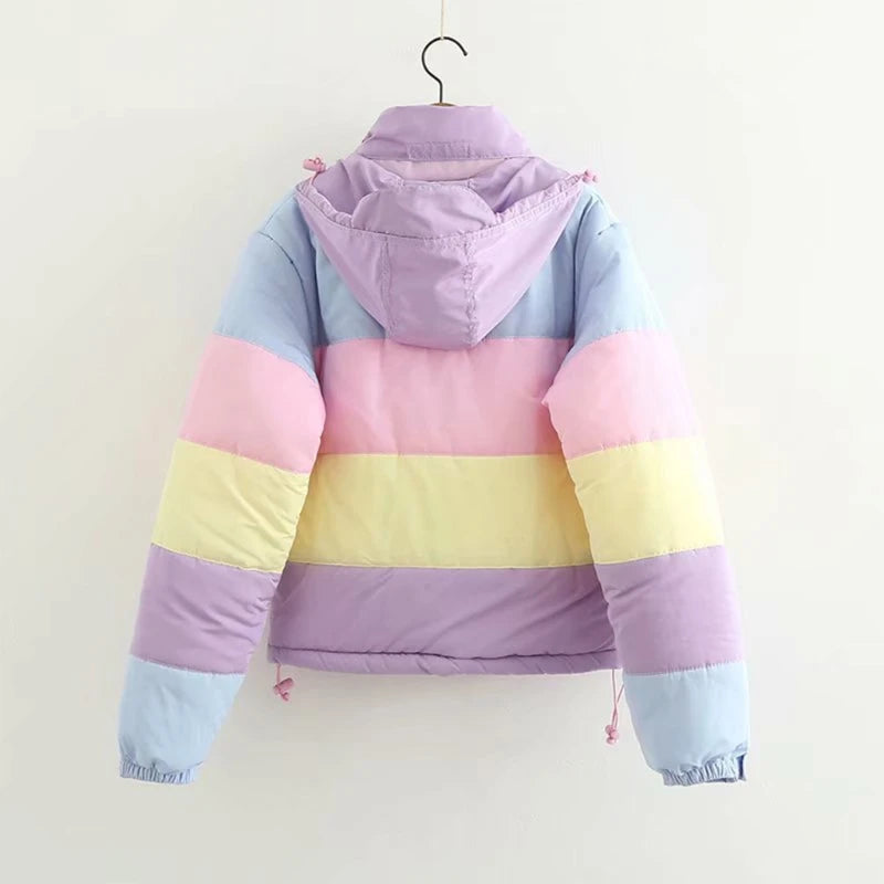 Cute baddie pastel puffer jacket, oversized cozy hooded outerwear, babycore ddlg aesthetic