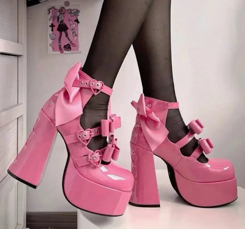 Cute DDLG hot pink voltage heels perfect for kawaii and fetish fashion