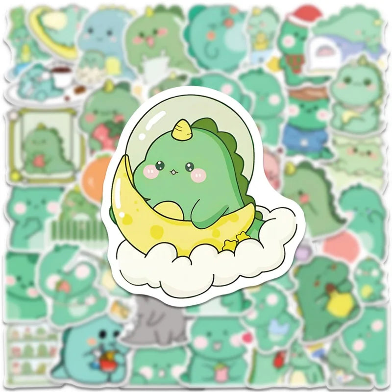 cute dinosaur stickers for laptops phones journals 4 to 6 cm waterproof and easy peel and stick