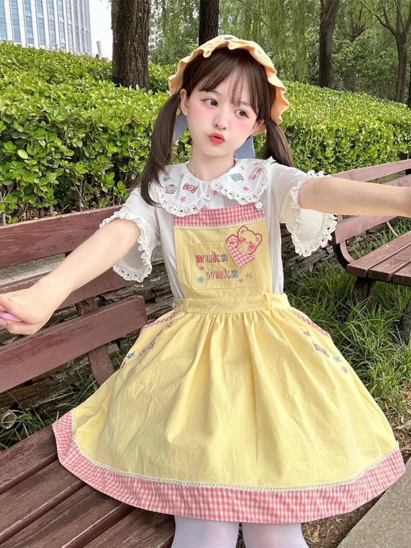 Cute kawaii babydoll top with candy treats print and pastel color palette