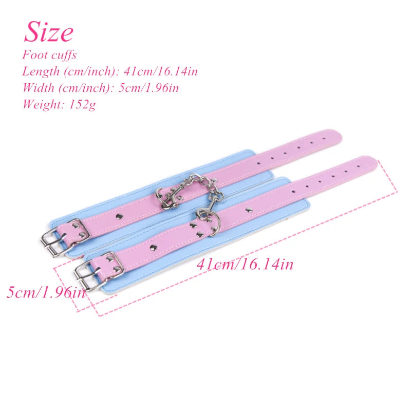 Cute and kinky pink and blue bubblegum cuffs, perfect for roleplay, DDLG play, and pastel adventures