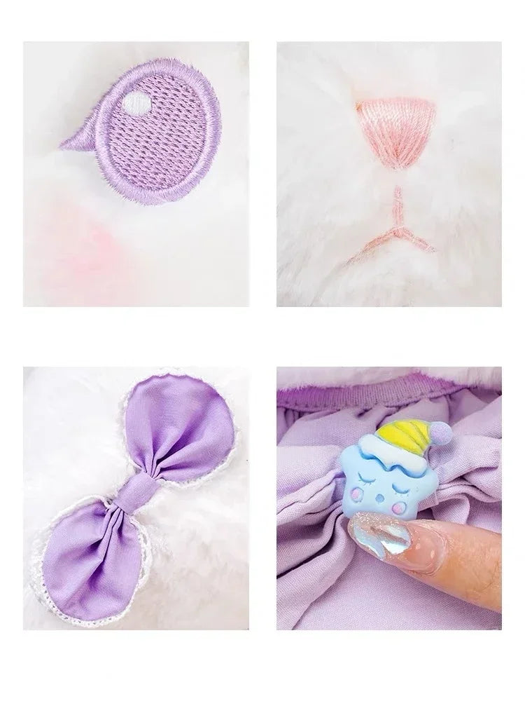 Cute lilac bunny plush 65cm with soft fabric, perfect for kawaii lovers and cozy, plush room decor