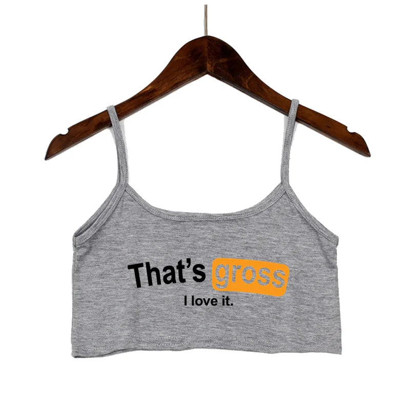 Gray Cute Nβ Nasty crop top, soft cami cut, brat-approved, sexy cutecore