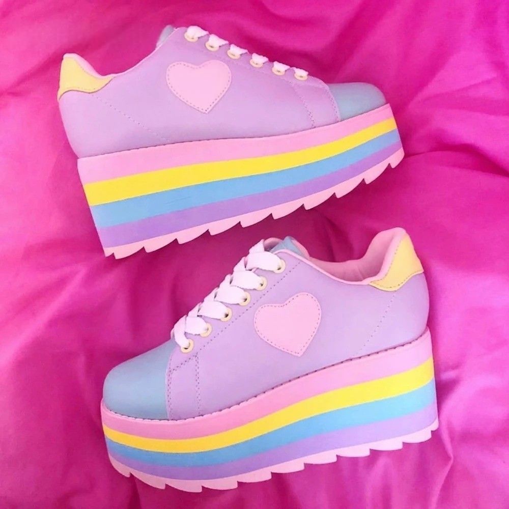 soft girl pastel platform sneakers with chunky sole for DDLG ABDL fashion