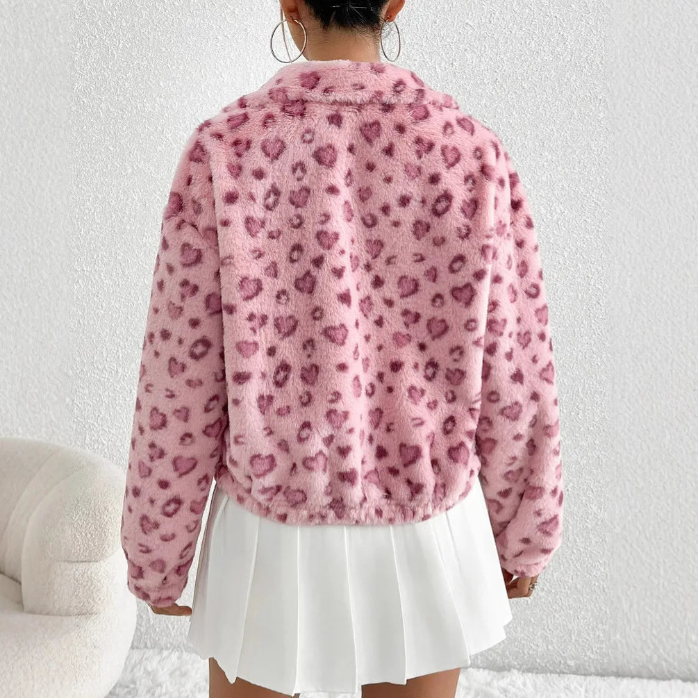 Cute pink leopard print jacket, cozy and stylish for pastel outfits or DDLG aesthetic adventures πΈβ¨