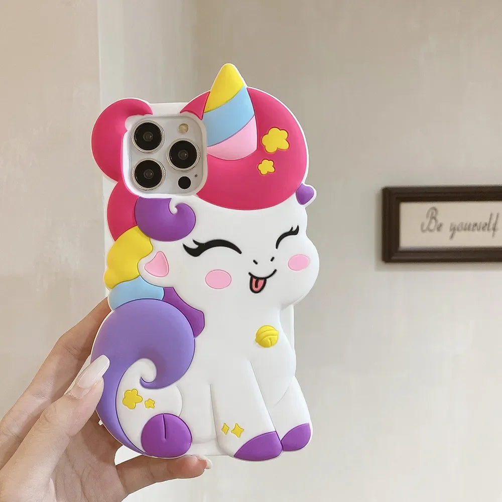 Cute unicorn aura phone case with pastel shifting colors, protective silicone for trendy DDLG style