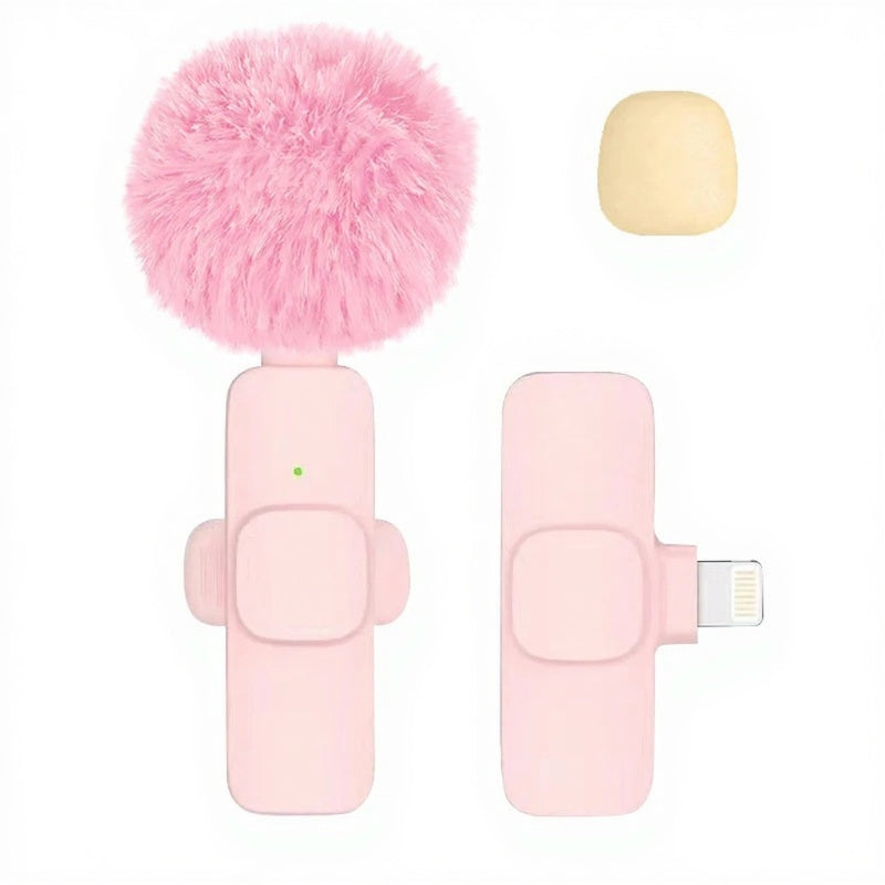 Cute wireless mic with fluffy pom-pom design and 360 cardioid sound pickup