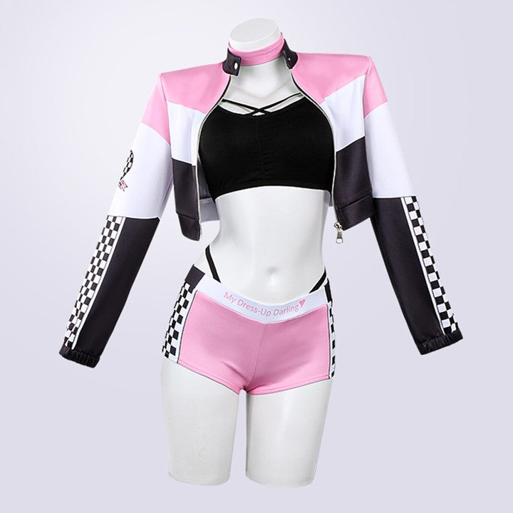 Cutecore Fast Lane Baddie cosplay fit with racer jacket and cheeky shorts