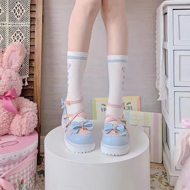 Magical Kitty Chime Heart Flats with jingling bells and bow details, ideal for kawaii, lolita, and soft girl style
