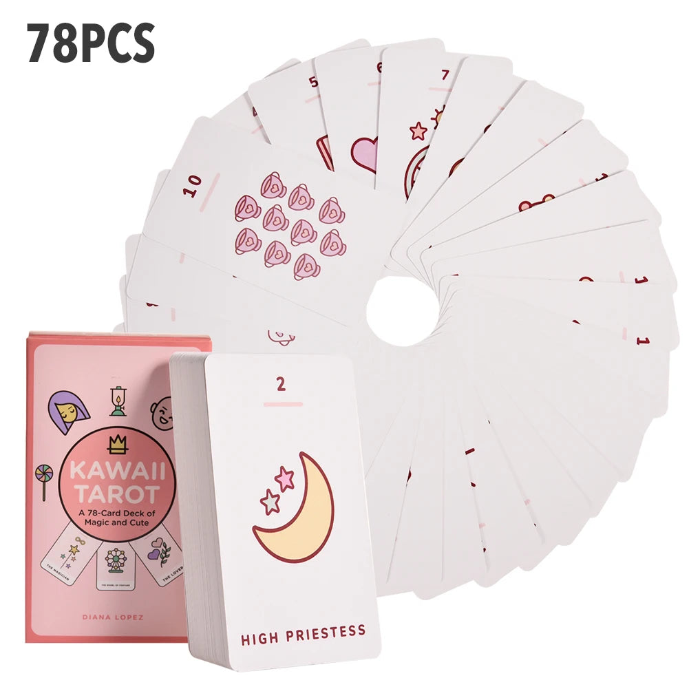 Cutecore Pastel Kawaii Tarot Set with friendly magical illustrations for playful tarot readings and dรฉcor